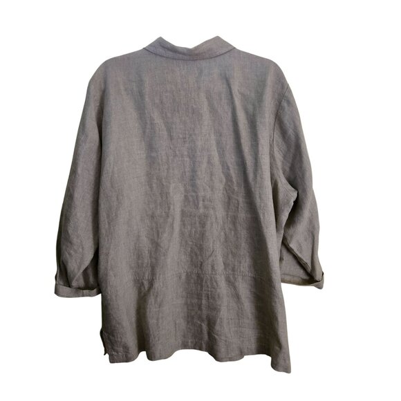 L.L. Bean Vintage 100% Linen Neutral Beige Lagonlook Button Front Tunic Size XL - Picture 2 of 5